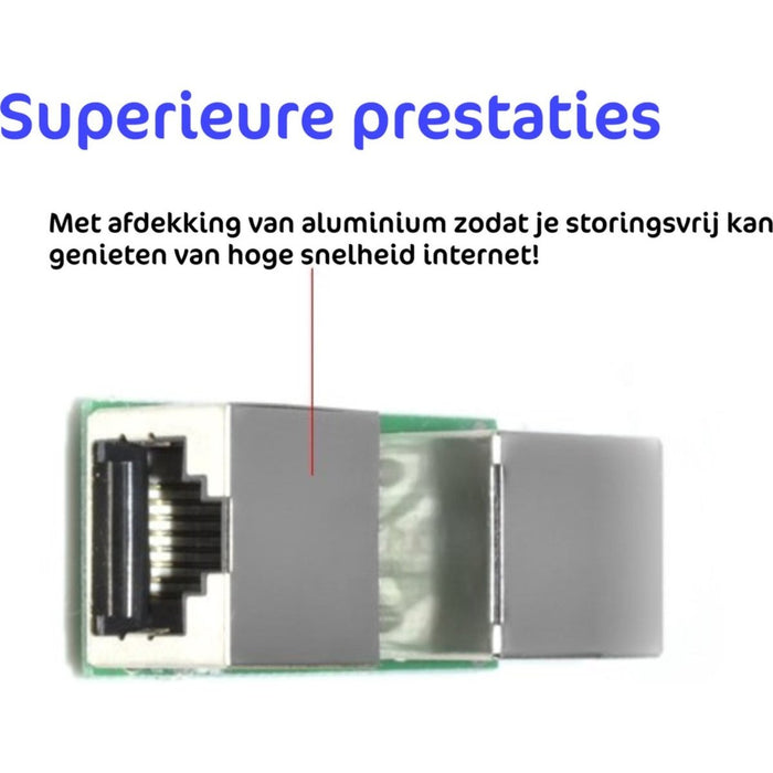 2x Netwerk LAN Internetkabel Koppelstuk Adapter - RJ45 Ethernet UTP kabel verlengstuk - Kabels - Phreeze