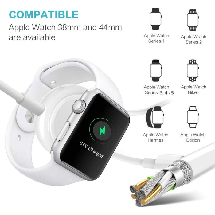 2x Oplader Kabel - Geschikt voor Apple Watch - Magnetisch - Charger - Oplader - Oplaadkabel - Kabel - Dock - Apple Watch Lader - Snoer - Opladers - Phreeze