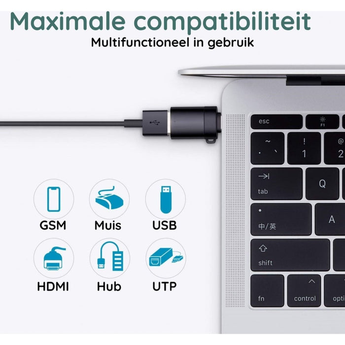 2x Thunderbolt 4 naar USB Adapter - USB C naar USB 3.0 - 3A Snelladen - 5 Gbps Data Overdracht - Voor Macbook Air 2022, Macbook Pro 2021/2022, iPad Mini 6, iPad Pro, iPad Air 2021/2022 - OTG Adapters - Phreeze