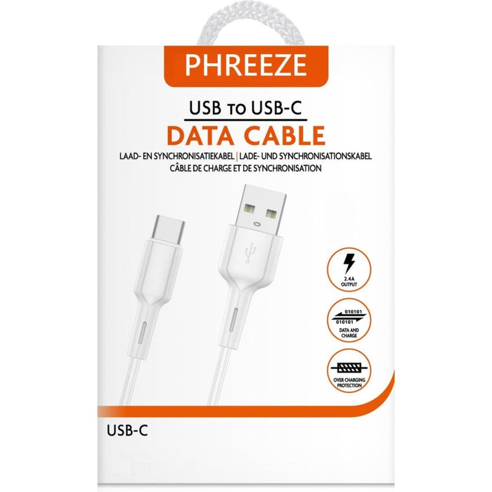 2x USB-C Data- en Laadkabel 2M - 2.4A Snellader Kabel - Fast en Quick Charge Oplaadkabel - Type C Naar USB-A - Oplaadsnoer Telefoon - Laptop - Samsung Galaxy en Note - Sony - OnePlus - PVC - Zwart - Kabels - Phreeze