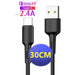 2x USB-C Data- en Laadkabel 30 CM - 2.4A Snellader Kabel - Fast en Quick Charge Oplaadkabel - Type C Naar USB-A - Oplaadsnoer Telefoon - Laptop - Samsung Galaxy en Note - Sony - OnePlus - Gevlochten Nylon – Zwart - Kabels - Phreeze