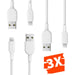 3-PACK iPhone oplader kabel - 1 Meter - Geschikt voor Apple iPhone 6,7,8,X,XS,XR,11,12,13,Plus,Mini,Pro Max- iPhone kabel - iPhone oplaadkabel - iPhone snoertje - iPhone lader - Datakabel - Lightning USB kabel - Kabels - Phreeze