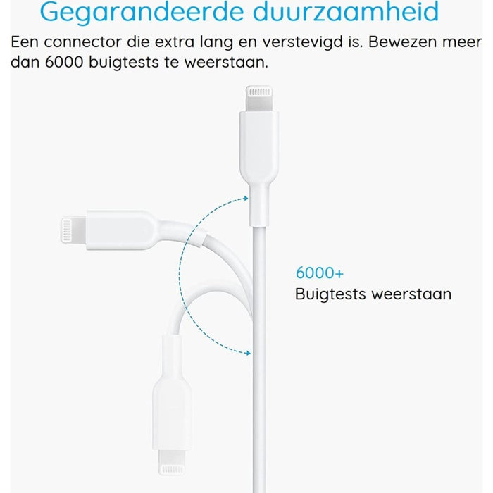 3-PACK iPhone oplader kabel - 3 Meter - Geschikt voor Apple iPhone 6,7,8,X,XS,XR,11,12,13,Mini,Pro Max- iPhone kabel - iPhone oplaadkabel - iPhone snoertje - iPhone lader - Datakabel - Lightning USB kabel - Kabels - Phreeze