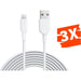 3-PACK iPhone oplader kabel - 3 Meter - Geschikt voor Apple iPhone 6,7,8,X,XS,XR,11,12,13,Mini,Pro Max- iPhone kabel - iPhone oplaadkabel - iPhone snoertje - iPhone lader - Datakabel - Lightning USB kabel - Kabels - Phreeze