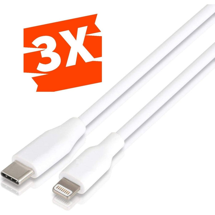 3-PACK iPhone USB-C oplader kabel - 1 Meter - Geschikt voor Apple iPhone 6,7,8,X,XS,XR,11,12,13,Mini,Pro Max- iPhone kabel USB-C - iPhone oplaadkabel - iPhone snoertje - iPhone lader - Datakabel - Lightning USB-C Kabel - Snellader - Kabels - Phreeze