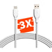 3-PACK Power TPE USB-C Kabel voor Samsung / Huawei - Data en Sychronisatie - Snellaadkabel Opladerkabel Snoer Oplaadsnoer - Type C Fast Charging - Oplaadkabel - 3 Meter - Kabels - Phreeze