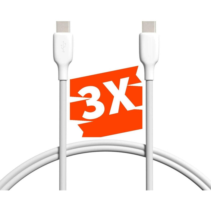 3-PACK USB-C naar USB-C Kabel 1 Meter - USB-C naar USB C - High-Speed 65W - Opladerkabel - Oplaadkabel - Oplaadsnoer - USB-C Snoer - Samsung Kabel - Snoertje - Lader - Oplader USBC Kabel - Wit - Snellader - Kabels - Phreeze