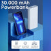 30000 mAh Powerbank + Snellader met USB-C Oplader Kabel - 10x Opladen - Quick en Fast Charge - USB C en USB A - Powerbanks - Phreeze