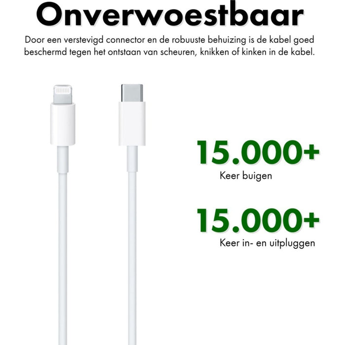 35W iPhone Power Adapter + Lightning Opladerkabel voor Apple - 2 Meter - Met 2 Usb C Poorten - USB-C Snellader voor Apple Macbook Air, iPhone, iPad, Airpods, Apple Watch - Originele Phreeze Oplader - Opladers - Phreeze