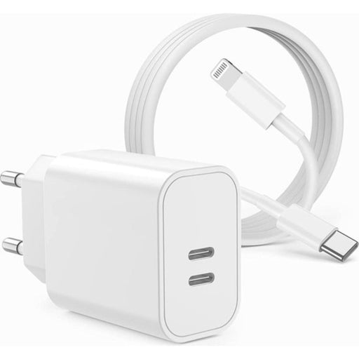 35W iPhone Power Adapter + Lightning Opladerkabel voor Apple - Met 2 Usb C Poorten - USB-C Snellader voor Apple Macbook Air, iPhone, iPad, Airpods, Apple Watch - Originele Phreeze Oplader - Opladers - Phreeze