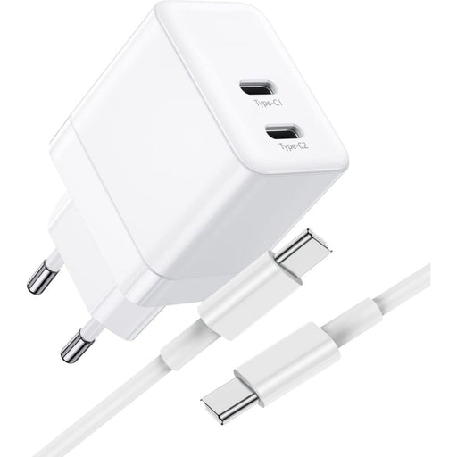 35W USB C Adapter + USB-C Opladerkabel voor Samsung - Met 2 Usb C Poorten - USB-C Snellader voor Apple Macbook Air, Samsung Galaxy S23, S22, S21, S20, Tab A8, Tab S7 - Originele Phreeze Oplader - Opladers - Phreeze