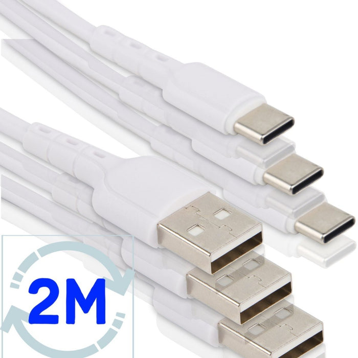 3x USB C kabel 2 Meter - Voor Samsung A12 - S21 - S20 FE - Xiaomi - Oppo - OnePlus - Samsung Oplaadkabel - USB A naar USB C kabel - oplader kabel - lader - oplader - Kabels - Phreeze