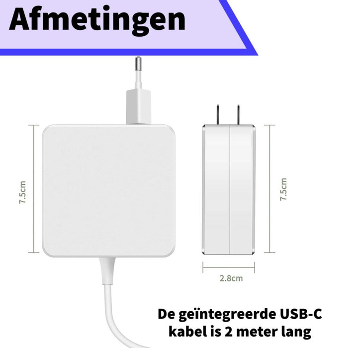 45W USB-C Lader voor Dell / HP / Lenovo / ASUS / Acer / Google Chromebook - Snellader - Oplader - AC Adapter - Voedingsadapter 45 Watt - Opladers - Phreeze