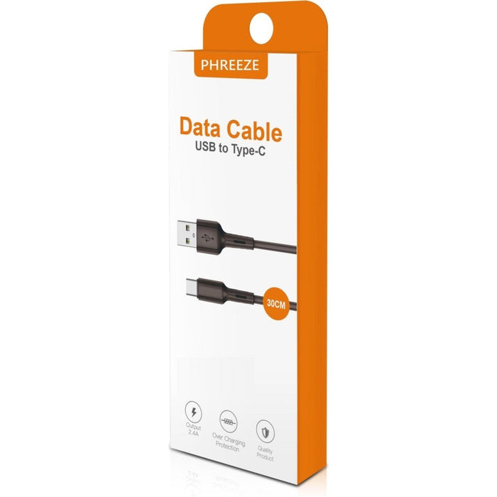 4x USB-C Data- en Laadkabel 1.5M - Uitrekbaar - Krulsnoer- 2.4A Snellader Kabel - Fast en Quick Charge Oplaadkabel - Type C Naar USB-A - Oplaadsnoer Telefoon - Laptop - Samsung Galaxy en Note - Sony - OnePlus - Gevlochten Nylon – Zwart - Kabels - Phreeze