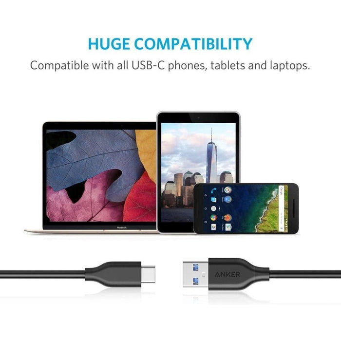 4x USB-C Data- en Laadkabel 1.5M - Uitrekbaar - Krulsnoer- 2.4A Snellader Kabel - Fast en Quick Charge Oplaadkabel - Type C Naar USB-A - Oplaadsnoer Telefoon - Laptop - Samsung Galaxy en Note - Sony - OnePlus - Gevlochten Nylon – Zwart - Kabels - Phreeze
