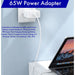 65W Snellader + Type C Adapter Kabel - Voor Laptop en Tablet - Voor Lenovo ThinkPad Huawei Matebook Pro Air HP Spectre Asus Acer Dell XPS Xiaomi Air - Opladers - Phreeze