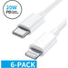 6x iPhone oplader kabel USB-C naar lightning kabel geschikt voor Apple iPhone 12 (Mini, Pro, Pro Max) - iPhone oplaadkabel - iPhone kabel - Lightningkabels - iPhone 12 oplader - iPhone 12 oplaadkabel - Kabels - Phreeze