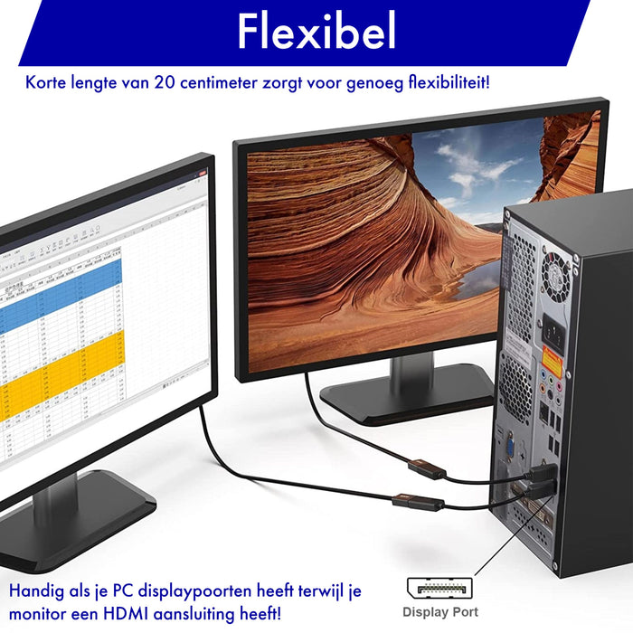Displayport naar HDMI Adapter Kabel - Plug and play - Desktop en laptops - 4K Ondersteuning - Beamer - projector - Voor Samsung/Razer/Iiyama/AOC/Benq/LG/Apple Macbook /iMac/Surface/Dell/Lenovo/Samsung/HP