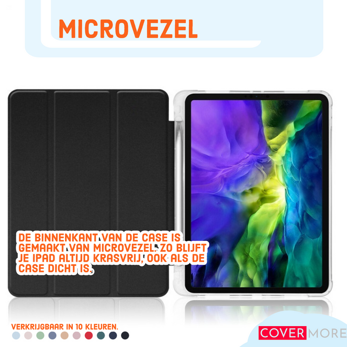 iPad Air 3 (2019) 10.5 Hoes - iPad Air 2019 (3e generatie) Case - Donker Blauw - Clear Back Folio iPad Air Cover met Apple Pencil Opbergvak - Hoesje voor Apple iPad Air 3e Generatie (2019) 10.5 inch