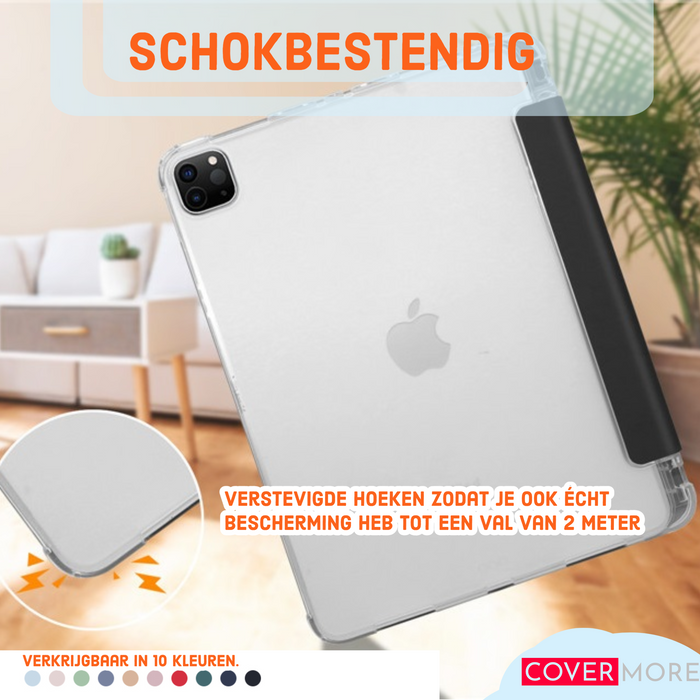 iPad Air 3 (2019) 10.5 Hoes - iPad Air 2019 (3e generatie) Case - Donker Blauw - Clear Back Folio iPad Air Cover met Apple Pencil Opbergvak - Hoesje voor Apple iPad Air 3e Generatie (2019) 10.5 inch