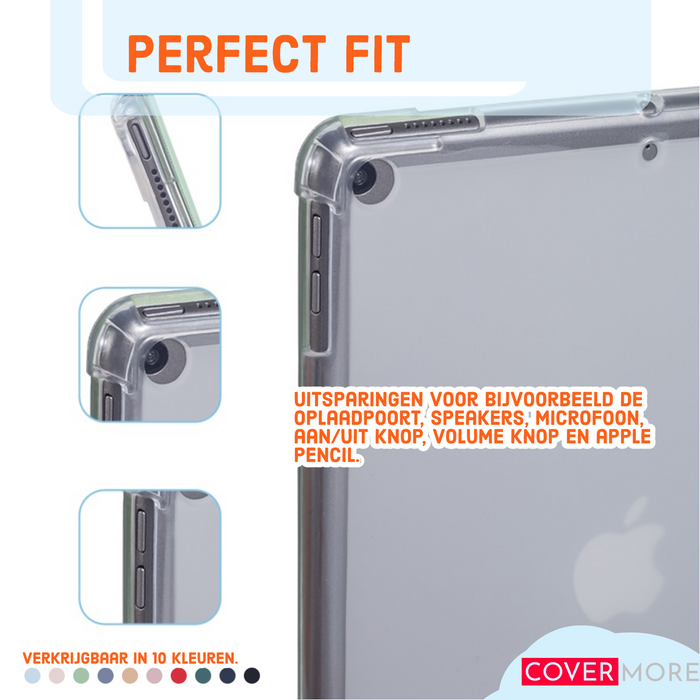 iPad Air 3 (2019) 10.5 Hoes - iPad Air 2019 (3e generatie) Case - Donker Blauw - Clear Back Folio iPad Air Cover met Apple Pencil Opbergvak - Hoesje voor Apple iPad Air 3e Generatie (2019) 10.5 inch