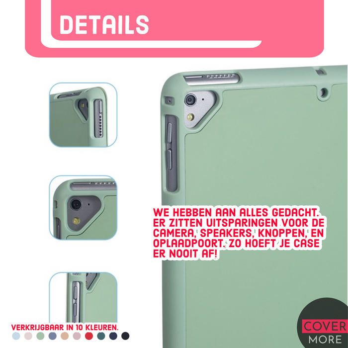 iPad 2021 Hoes - iPad 10.2 2019/2020/2021 Case - iPad 10.2 Hoesje Groen - Smart Folio Cover met Apple Pencil Opbergvak - Hoesje voor iPad 10.2 7e, 8e en 9e generatie