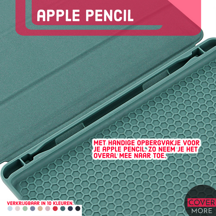 iPad 2021 Hoes - iPad 10.2 2019/2020/2021 Case - iPad 10.2 Hoesje Donker Groen - Smart Folio Cover met Apple Pencil Opbergvak - Hoesje voor iPad 10.2 7e, 8e en 9e generatie