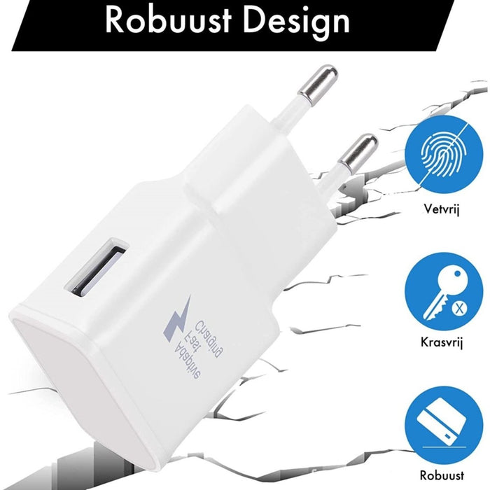 Adaptive Fast Charger + Micro USB Kabel Samsung 3 Meter - Geschikt voor Samsung S7/ S7 Edge, Note 5, A3, A5, A7, A8, A9, J1, J2, J3, J4, J5, J6, J7, J8, Tab S2, Tab A 8.0 (2017 - Opladers - Phreeze