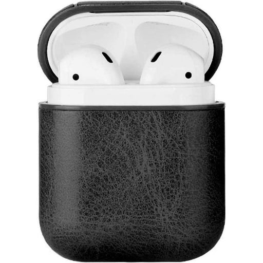 Airpods Case - Premium Leer - Perfecte Pasvorm - Cliphanger - Hoesje uitsluitend geschikt voor de Apple Airpods 1 / Airpods 2 - Zwart - Oordopjes - Phreeze