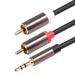 Aux naar Tulp - Subwooferkabel - 3.5 Audio Jack naar RCA Kabel - 1.8 Meter - 3.5mm Male Aux Jack naar 2 RCA Male Audio Kabel - Aux Kabel voor Versterker, Hi-Fi Systeem, Soundbar, Home Theater, TV, Autoradio, Laptop, Mixer, DJ Conroller, Smartphone - Audio & Video - Phreeze