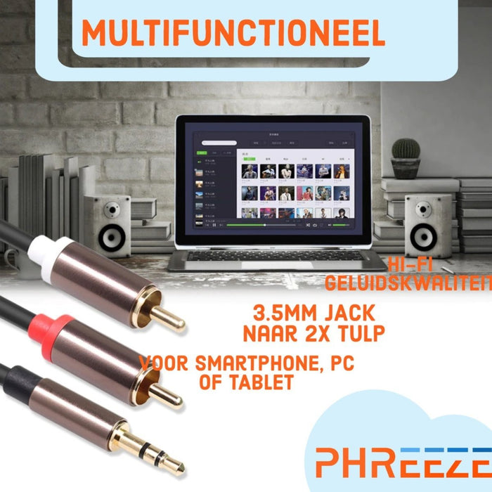 deleyCON 20cm Kort Stereo‑audiokabel - 3,5 mm Jack‑bus naar 2× RCA‑cinchstekker - Metalen Uitvoering - Adapter voor Laptop, Tablet, Smartphone, TV, DVD, Soundbox - Zwart deleyCON 20cm Kort Stereo‑audiokabel - 3,5 mm Jack‑bus naar 2× RCA‑cinchstekker - Metalen Uitvoering - Adapter voor Laptop, Tablet, Smartphone, TV, DVD, Soundbox - Zwart