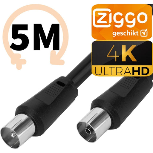 Coax Kabel Ziggo - 4k Ultra HD Coaxkabel - 5 Meter - 4G Proof Antennekabel - TV Kabel - TV Kabel Coax -Alternatief Hirschmann 4G Coax Antennekabel - IEC Male to Female - Audio & Video - Phreeze