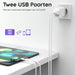 Dubbele USB Adapter met 2x iPhone Oplaadkabel -1 Meter - 2.1A Snellader - Geschikt voor iPhone en iPad - Opladers - Phreeze