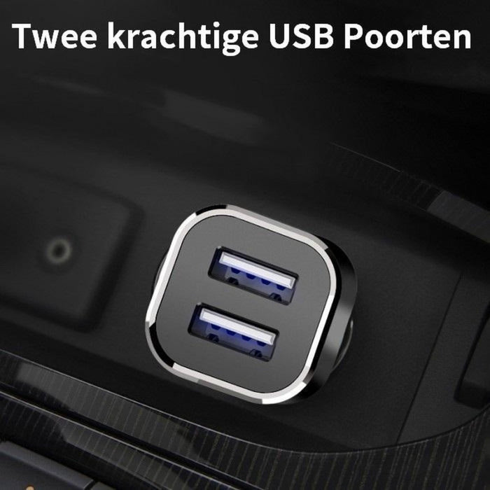 Dubbele USB Auto Oplader 12V / 24V Sigarettenaansteker Poort Autolader - Twee poorten - Voor iPhone & Samsung Snellader - Autoladers - Phreeze