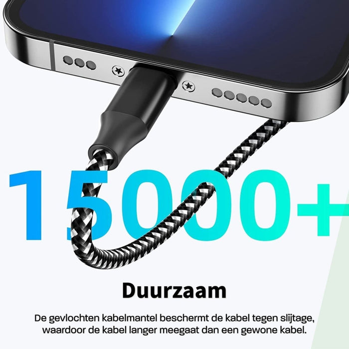 Dubbele USB-C Snellader 35W met Lightning Kabel - 1M - Snellader geschikt voor iPhone 14 / 13 / 12 / 11 / X series - Phreeze