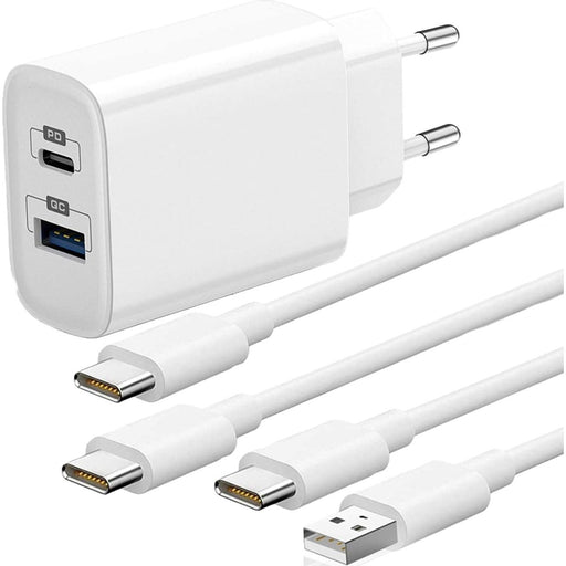 Duo Snellader Samsung + 2x Oplaadkabel 1 + 2 Meter - USB C en USB A - Voor Samsung Galaxy S-, Fold-, A-, Watch en Tab Series - Opladers - Phreeze