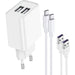 Duo USB Oplader met 2x Samsung Oplader Type C Kabel - 2 Meter - 2.1A Snellader - Samsung Adapter - USB C Kabel - Geschikt voor Samsung Galaxy S-, Fold-, A- en Tab Series - Opladers - Phreeze