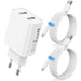 Gecertificeerde Dubbele USB Adapter + 2x iPhone Oplader Kabel - 2 Meter -12W Snellader - Geschikt voor Apple iPhone, iPad, Airpods, Watch - Opladers - Phreeze