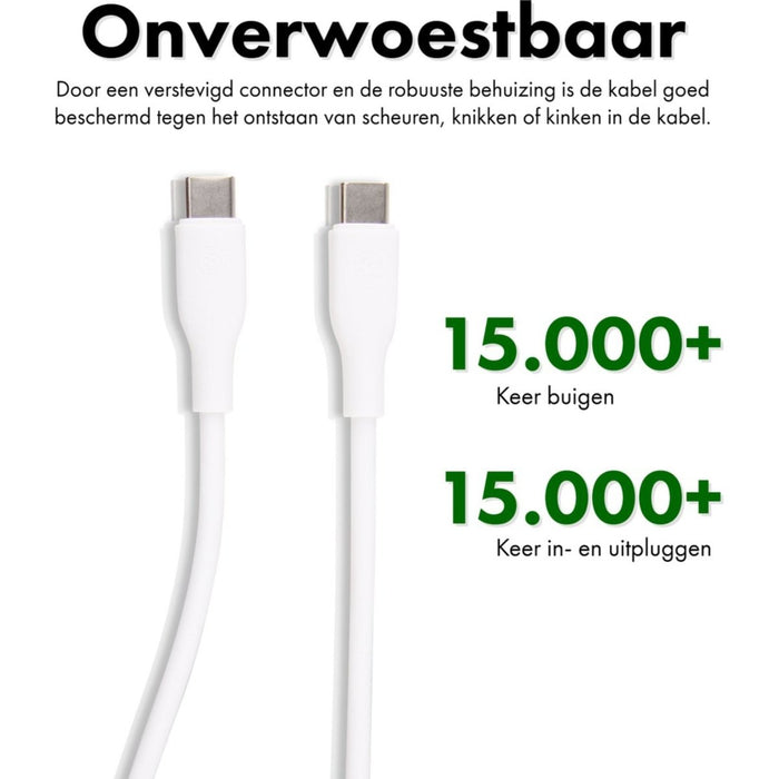 Gecertificeerde Snellader met 2 USB-C Poorten + Samsung Opladerkabel - 2 Meter - GaN Technologie - Geschikt voor Samsung Oplaadstekker - 20W, 25W, 30W, 35W Dynamische Allocatie - Voor Macbook, Tablet, Google, HTC, Sony, Pixel, Samsung Galaxy, Android - Opladers - Phreeze