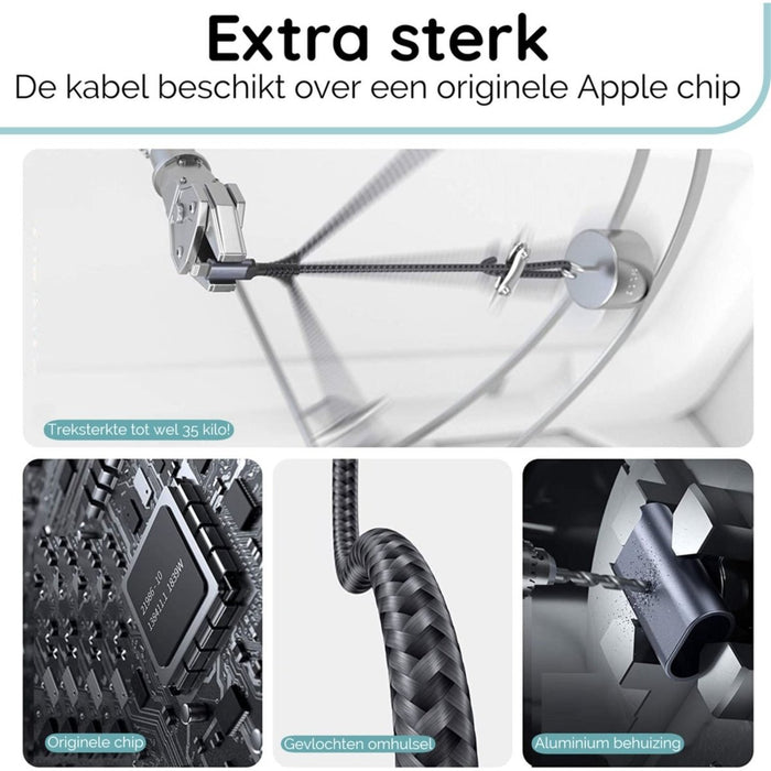 Gevlochten Lightning naar Jack 3,5mm Kabel - Voor Apple iPhone X/11/12/13/14 en Apple iPad Air 2/3, 10.2, 2022 - Audio & Video - Phreeze