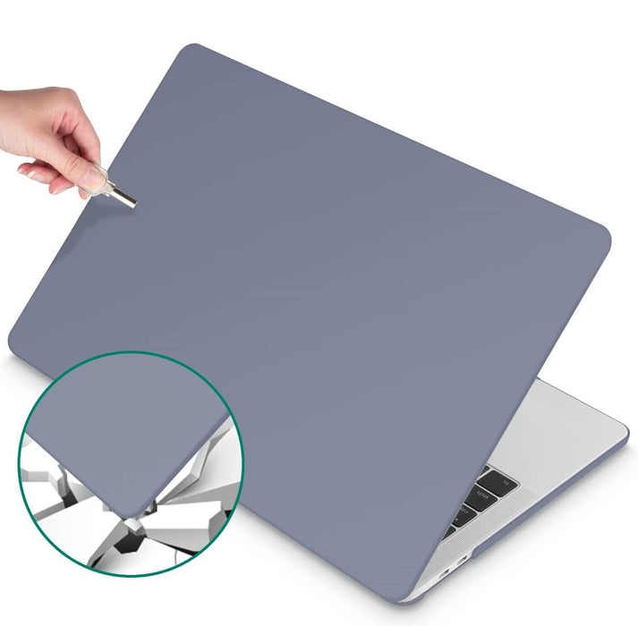 Hardcover Case Cover Voor Apple Macbook Pro 13.3 Inch 2020/2021 (A2289/A2251/A2338//A2519/A1706/A1708/1989) Hard Shell Hoes - Notebook Sleeve Skin Protector Hardshell - Hardcase Beschermhoes - Crystal Clear - Lavender Grijs - MacBook Hardcase - Phreeze