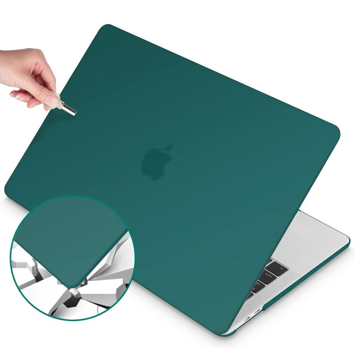 Hardcover Case Cover Voor Apple Macbook Pro 13.3 Inch 2020/2021 (A2289/A2251/A2338//A2519/A1706/A1708/1989) Hard Shell Hoes - Notebook Sleeve Skin Protector Hardshell - Hardcase Beschermhoes - Crystal Clear - Donker Groen - MacBook Hardcase - Phreeze