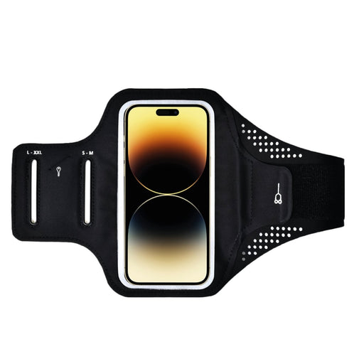 Hardloop Telefoonhouder met Oortjes Opbergvak - Sport Armband - Hardloop Band Smartphone - Voor Samsung en iPhone - Zwart - Sport Armbanden - Phreeze