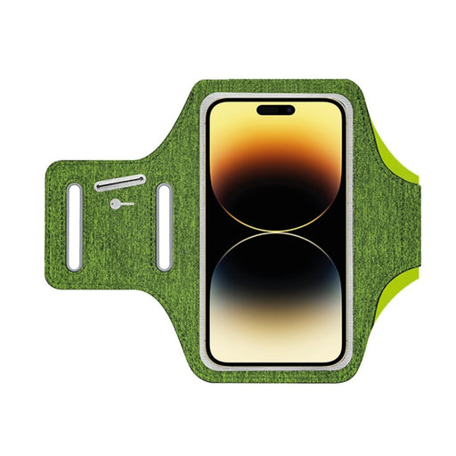 Hardloop Telefoonhouder met Oortjes Opbergvak - Sport Armband - Hardloop Band Smartphone - Voor Samsung en iPhone - Zwart/Groen - Sport Armbanden - Phreeze