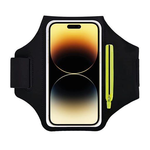 Hardloop Telefoonhouder met Opbergvak Ritssluiting - Sport Armband - Hardloop Band - Voor Samsung en iPhone - Zwart - Sport Armbanden - Phreeze