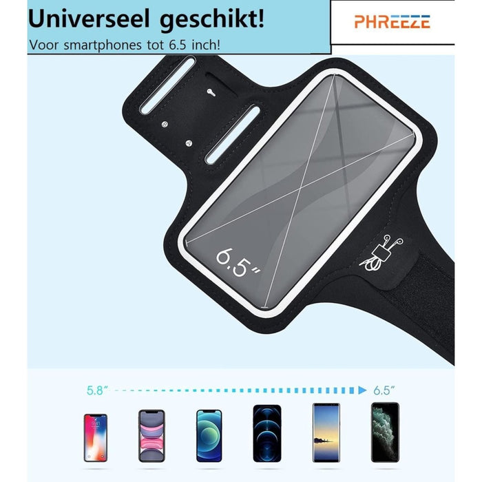 Hardloop telefoonhouder | Polsband | Hardloop armband telefoon | Universeel | Iphone 11 Pro | XS | X | 8 | 7 | 6 | Samsung S8/S9/S10/S8+/S9+/S10+ | Huawei | Hardloop accesoires | Hardlopen | Sport armband | Telefoonhouder - Sport Armbanden - Phreeze