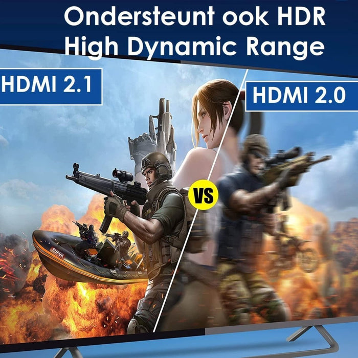 HDMI 2.1 kabel - Ultra high speed - 8K (60 Hz) - 4K (144/120/60 Hz) - Full HD 1080p - Ethernet - 3D - ARC - Male naar male - Geschikt voor TV - DVD - Laptop - PC - Beamer - Monitor - 1.5 meter - Audio & Video - Phreeze