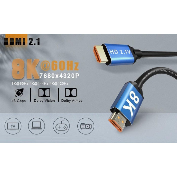 HDMI 2.1 kabel - Ultra high speed - 8K (60 Hz) - 4K (144/120/60 Hz) - Full HD 1080p - Ethernet - 3D - ARC - Male naar male - Geschikt voor TV - DVD - Laptop - PC - Beamer - Monitor - 1.5 meter - Audio & Video - Phreeze