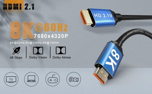 HDMI 2.1 kabel - Ultra high speed - 8K (60 Hz) - 4K (144/120/60 Hz) - Full HD 1080p - Ethernet - 3D - ARC - Male naar male - Geschikt voor TV - DVD - Laptop - PC - Beamer - Monitor - 1.5 meter - Audio & Video - Phreeze