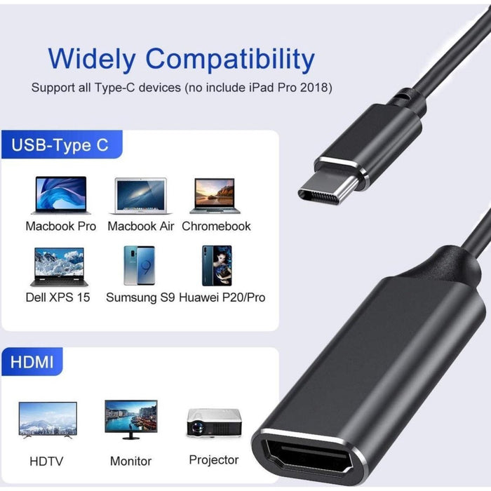 HDMI naar USB-C Adapter | Plug & Play | Werkt met MacBOok - USB-C (Alternate Mode) - Android | Ondersteunt 4K ULTRA HD | Converter USBC naar HDTV - Audio & Video - Phreeze